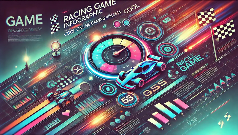 Racing Game Infographic Template - Cool Online Gaming Visuals for Engaging Player Insights and Streamlined Presentations