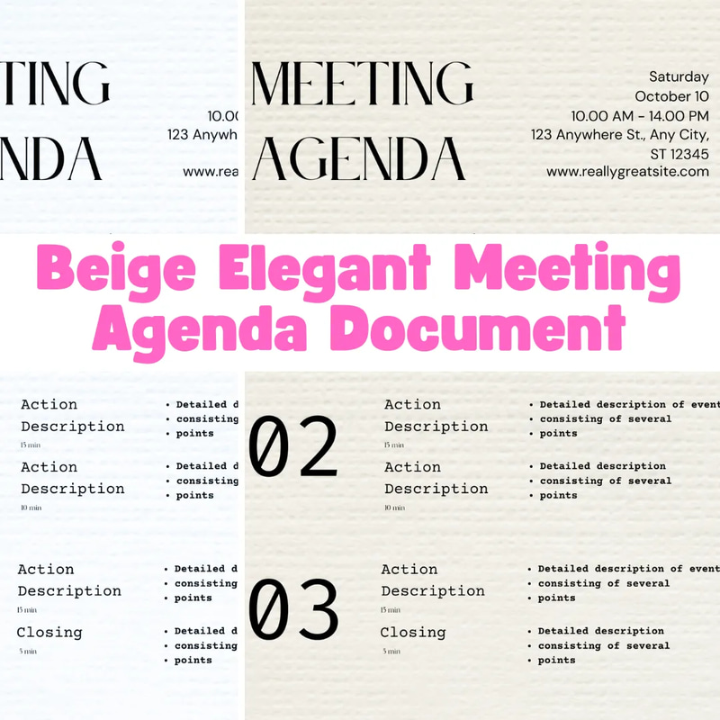 Beige Elegant Meeting Agenda Document - Professional Meeting Template for Efficient Business Communication