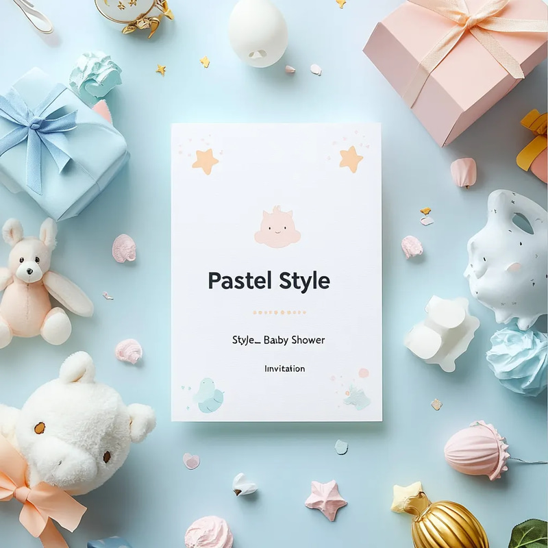 Pastel Style Baby Shower Invitation - Delicate Pastel Design for Heartwarming Baby Shower Celebrations