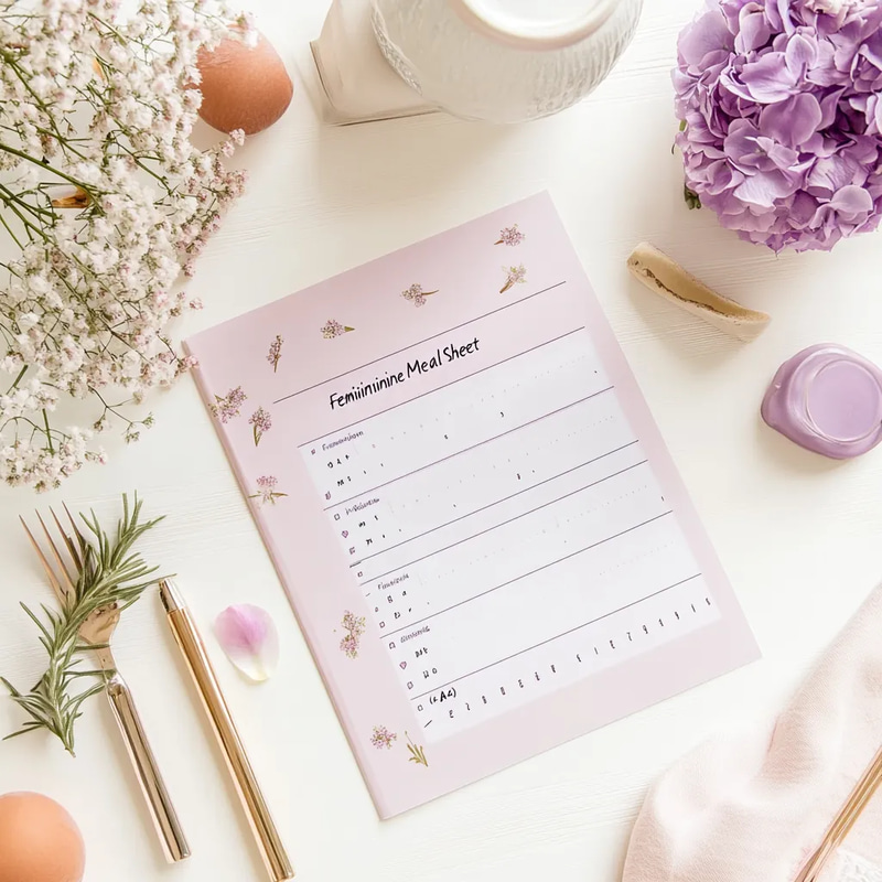 Pastel Nutrition Feminine Meal Sheet (A4) - Elegant Meal Planner for Health-Conscious Women and Organized Nutrition Tracking