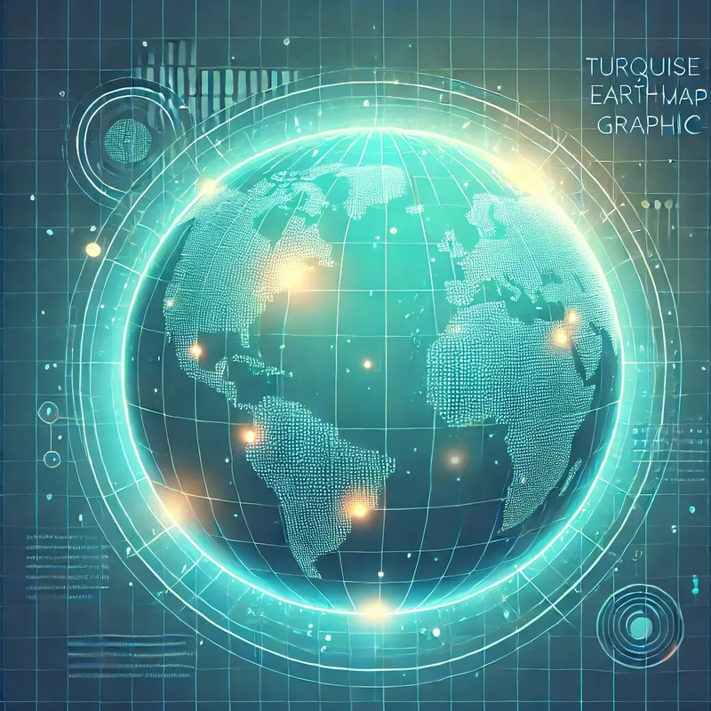 Turquoise Earth Map Graphic - Dynamic Motion Graphic Elements for Creative Video Projects and Digital Storytelling