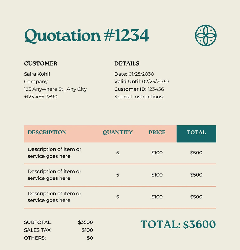 Minimal Quote Sheet - Dark Green & Beige - Sleek Business Report Templates for Professional Commercial Use