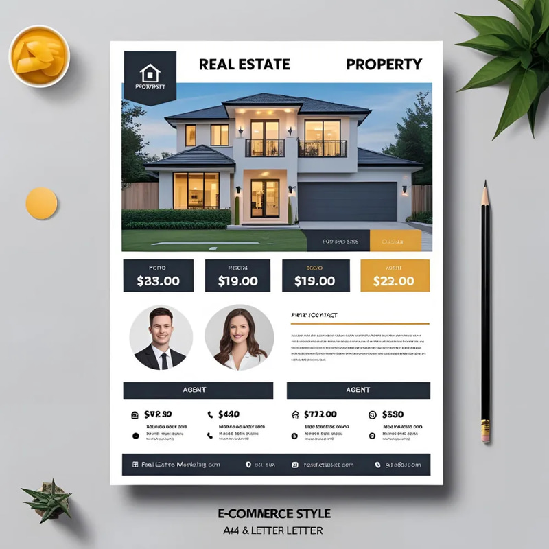 Real Estate Flyer Template - A4 & Letter Property Marketing - Multipurpose Promotional Design for Real Estate Agents and Marketers