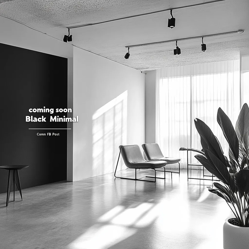 Black Minimal Coming Soon FB Post - Sleek Facebook Announcement Template for Impactful Social Campaigns