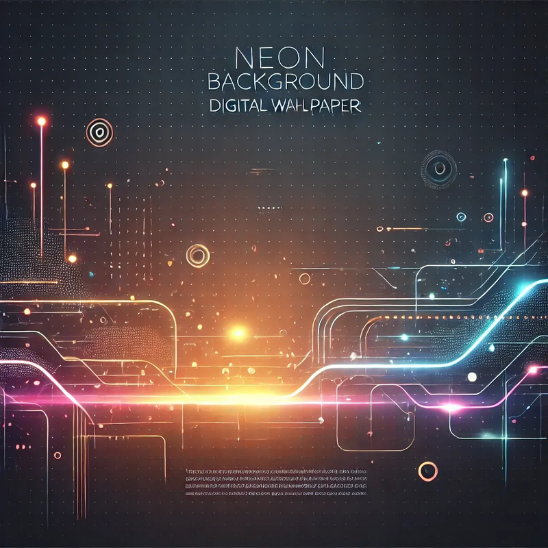 Neon Background Digital Wallpaper - Vibrant Tech-Inspired Visuals for Modern Spaces and Creative Projects