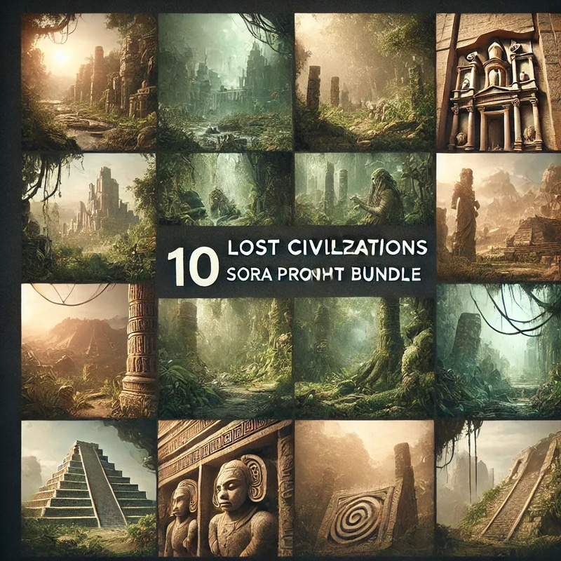 10 Lost Civilizations SORA Prompt Bundle - Immersive AI Video Prompts for Creative Storytelling and Visual Exploration