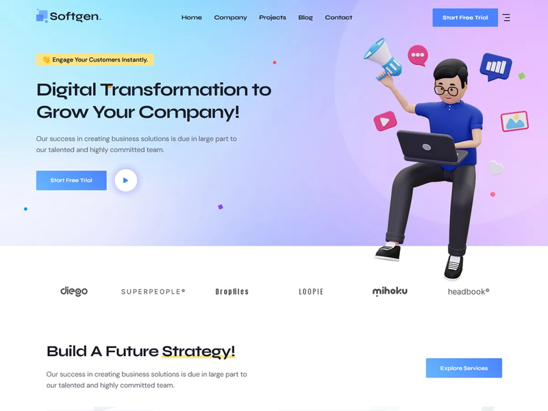 Softgen Software & Tech WP Theme - Modern WordPress Theme for Software & Technology Sites