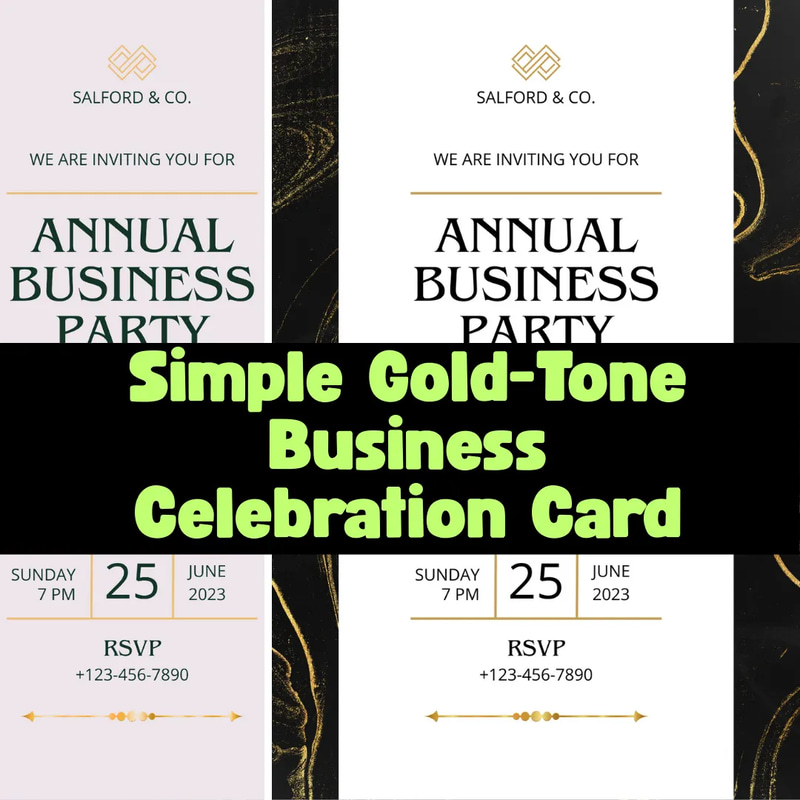 Simple Gold-Tone Business Celebration Card - Elegant Corporate Event Invitation Templates for Professional Branding