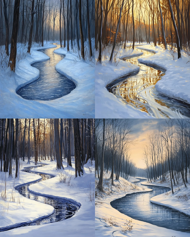 Frozen River Flow - Serene Winter Landscape Art for Creative Prints and Digital Decor