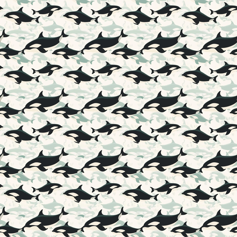 Orca Ocean Wave Patterns - Eco-Friendly Wildlife Pattern Designs for Sustainable Creatives and Printables