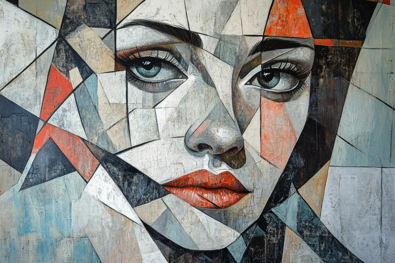 Monochrome Cubist Portrait of a Woman - Studio-Grade Minimalist Cubist Portrait Art for Contemporary Decor and Creative Projects