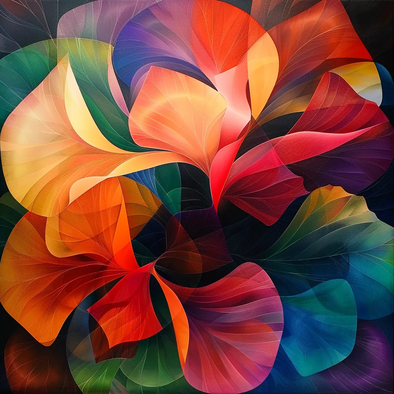 Abstract Flower Petals - Layered Organic Art - Contemporary Abstract Floral Design for Creative Projects and Modern Interiors