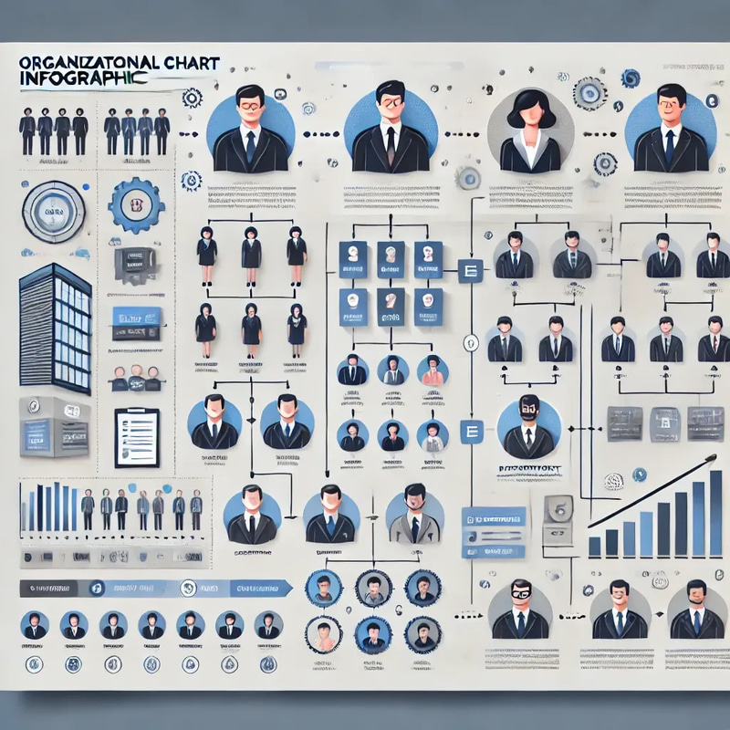 Organizational Chart Infographic - Business People Layout - Professional Infographic Design for Clear Corporate Structures and Team Visualization