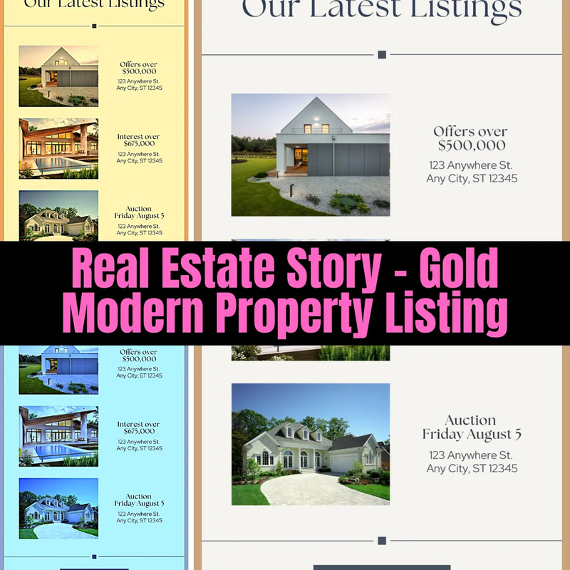 Real Estate Story Gold Modern Property Listing - Premium Marketing Templates for Real Estate Professionals