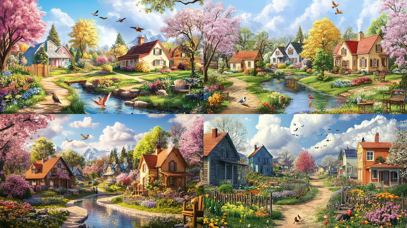 Blossom Hollow - Springtime Hamlet - Serene Digital Seasonal Environment Art for Nature and Game Creators