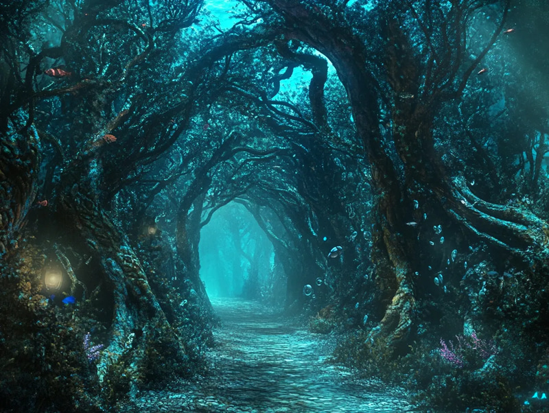 Coral Spires Aquatic Urban Oasis - Immersive Digital Urban Environment Art for Designers and Creators