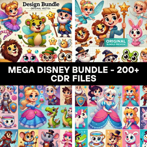 Mega Disney Bundle - 200+ Vibrant Cartoon Illustrations for Fun and Creative Projects