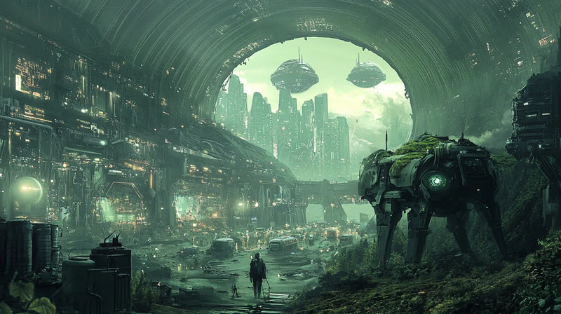 Dome-Enclosed Biocity - Futuristic Bio-Punk Digital Art for Visionary Creatives and Sci-Fi Enthusiasts