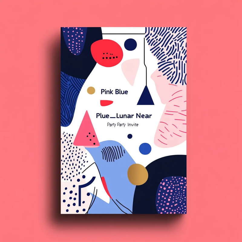 Pink Blue Lunar New Year Party Invite - Elegant Festive Invitation for Memorable Holiday Celebrations