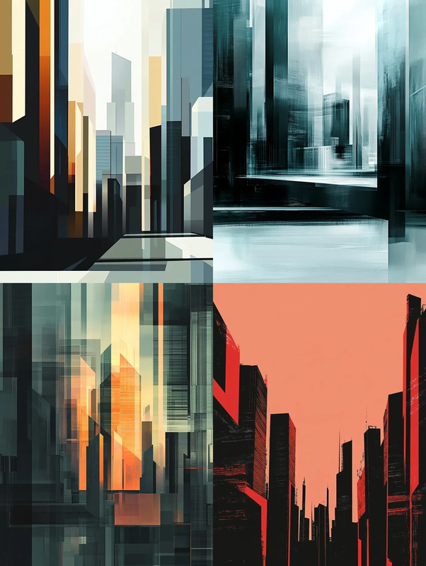 Sleek Abstract City Skyline - Urban Modern Art for Contemporary Wall Decor and Creative Spaces