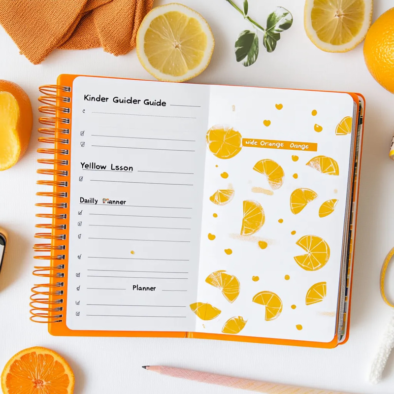 Kinder Guide Orange Yellow Daily Lesson Planner - Academic Daily Organizer for Educators and Students