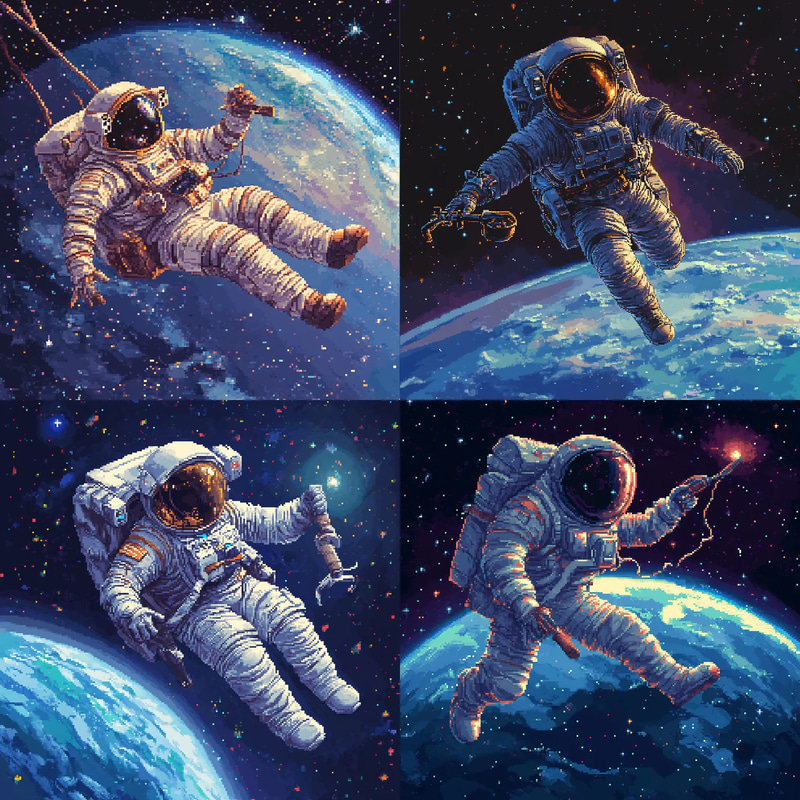 Sci-Fi Astronaut Floating Pixel Art - Retro Futuristic Pixel Characters for Game Devs and Digital Creators