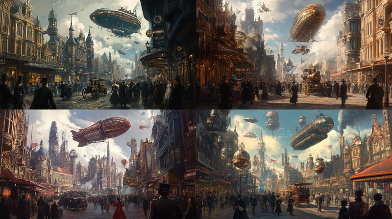 Smokespire District - Clockwork Cityscape - Steampunk Fantasy Art for Immersive Creative Projects and Visual Storytelling