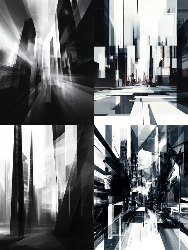 Modern Abstract Cityscape - Sleek Urban Design for Contemporary Home and Office Decor