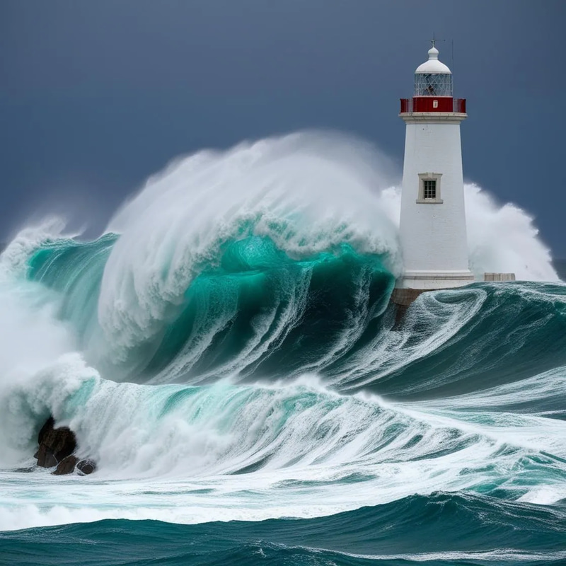 Nazare Portugal Big Wave Lighthouse - Cinematic Nature Stock Video for Wildlife and Weather Storytelling