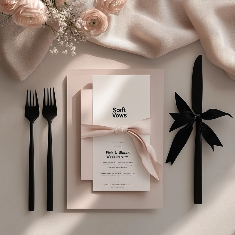 Soft Vows Pink & Black Wedding Itinerary - Elegant Wedding Planner for Seamless Event Coordination and Timely Celebrations