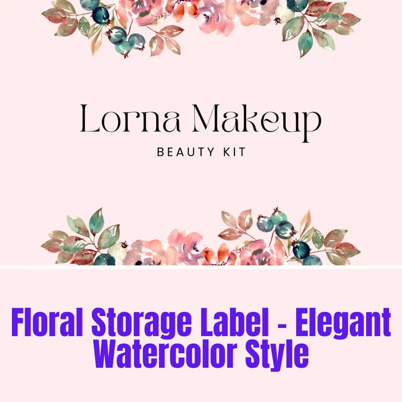 Floral Storage Label - Elegant Watercolor Style - Premium Packaging Label Template for Commercial & Creative Branding