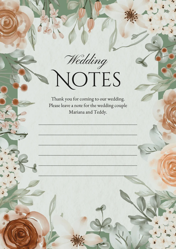 Green Boho Wedding Notes Pad - Stylish Office Template for Wedding Planning and Event Coordination