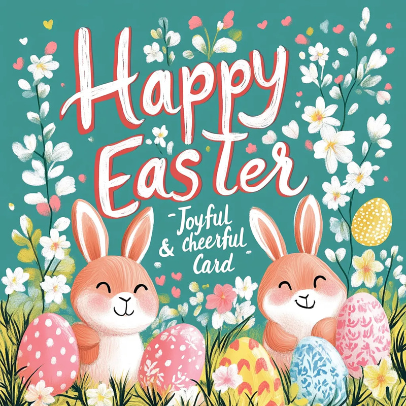 Happy Easter Joyful Cheerful Card - Vibrant Easter Greeting for Heartfelt Celebrations and Personal Connections