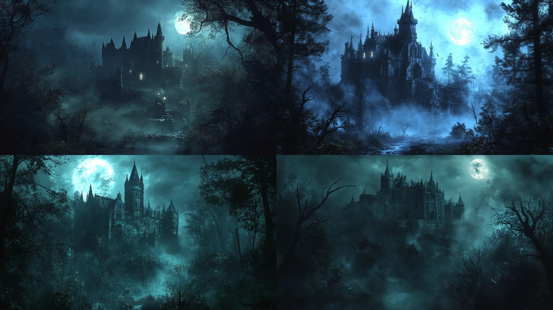 Haunted Castle Fantasy Art - Immersive Digital Dark Fantasy Artwork for Creative Projects and Storytelling