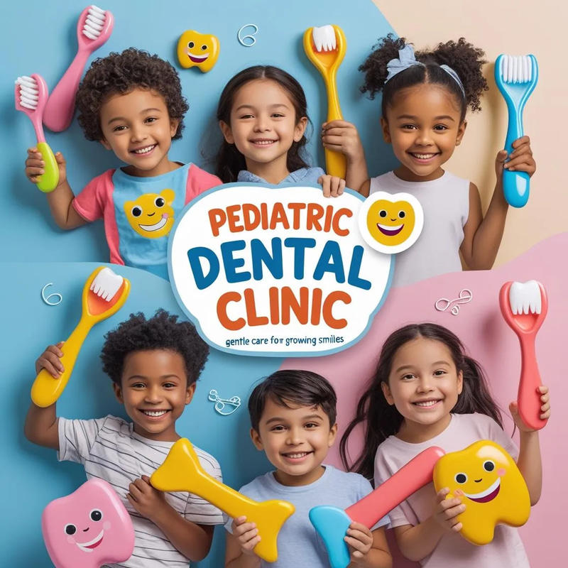 Pediatric Dental Clinic Flyer - AI and PNG - Professional Health Care Promotion for Pediatric Practices and Marketers