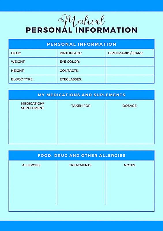 Core Medical Journal - Blue Informational Layout - Professional Medical Record & Appointment Template for Healthcare Providers and Clinics