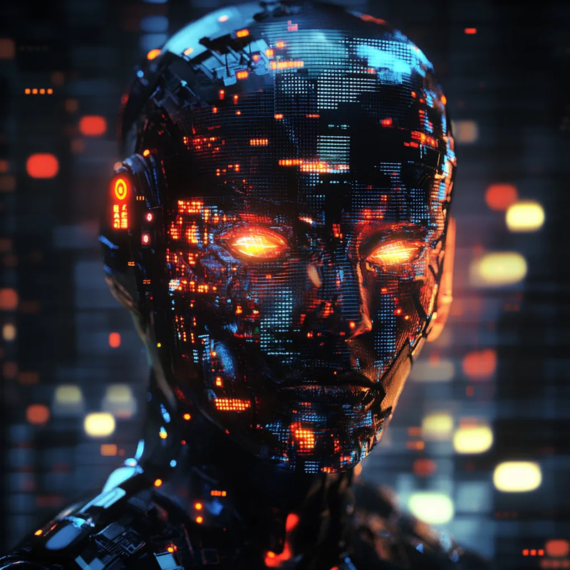 Futuristic Cyborg Pixel Avatar - PixelPulse Arts Cyberpunk Pixel Icons for Creative Digital Projects and Gaming Profiles