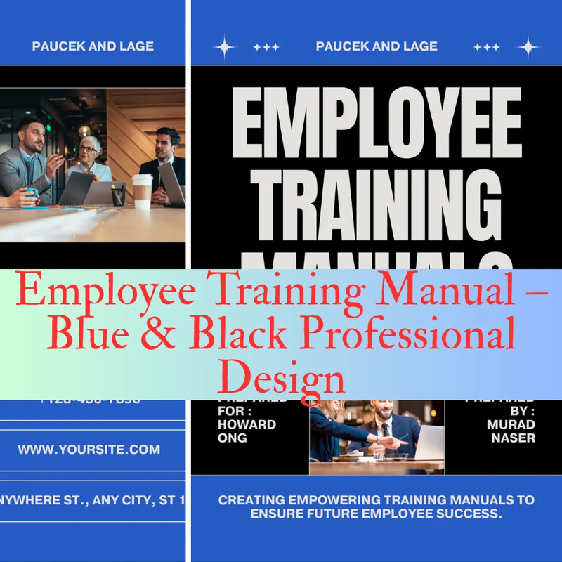 Employee Training Manual - Blue & Black Professional Design - Streamlined Corporate Training Templates for Efficient Learning and Development