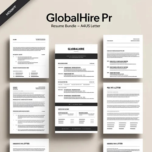 GlobalHire Pro Resume Bundle A4US Letter - Professional Business Resume Templates for Career Growth and Job Applications