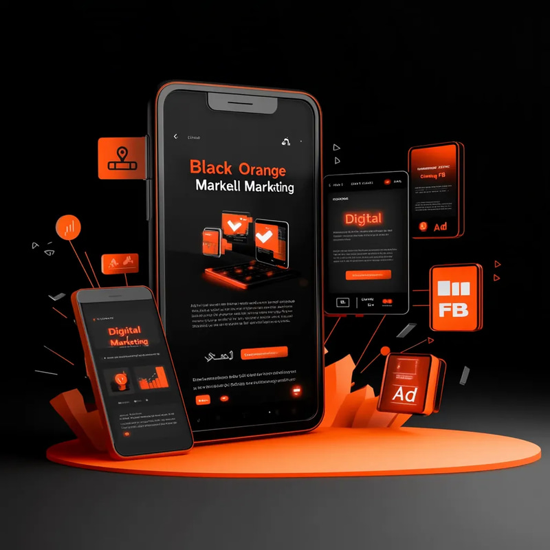 Black Orange Digital Marketing FB Ad - Dynamic SocialReach Facebook Ad Templates for Engaging Digital Campaigns
