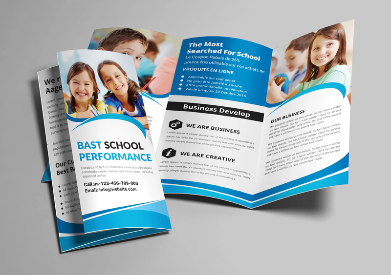 Educational Trifold Brochure - Inside & Outside PSD - Professional Marketing Template for Impactful Educational Campaigns