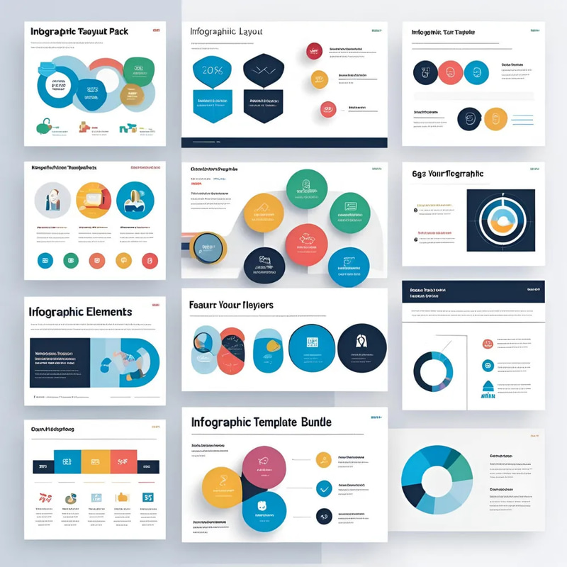 Infographic Elements Template Pack - Mixed Visual Layout Bundle - Versatile Infographic Design Templates for Marketers and Educators
