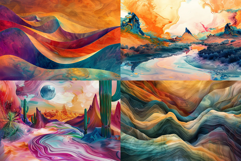 Mirage Bloom Liquid Oasis - Abstract Digital Environment Art for Immersive Visual Projects and Creative Spaces