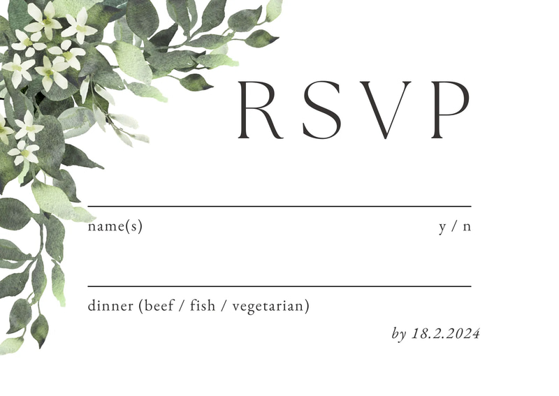 Green Watercolor Wedding RSVP Postcard - Elegant Business & Event Invitation Template for Memorable Celebrations