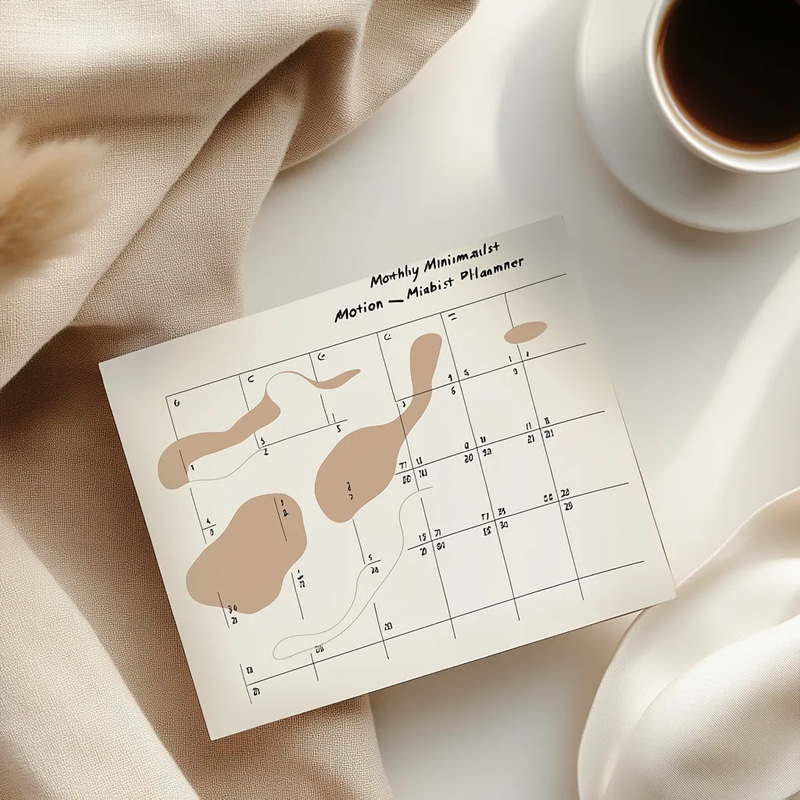 Monthly Motion Minimalist Habit Planner - Streamlined Self-Care and Productivity Tracker for Mindful Living