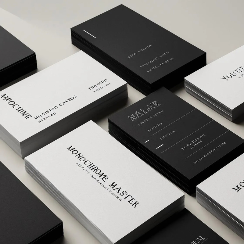 Monochrome Master Business Cards - Elegant B&W Edition - Sleek Professional Card Templates for Impactful Corporate Branding