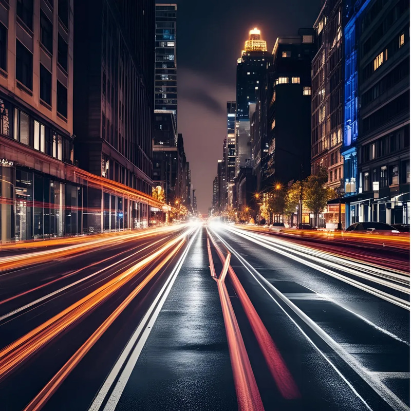 City Street Night Car Lights - Cinematic Aerial Time-Lapse & Slow Motion Stock Video for Creators