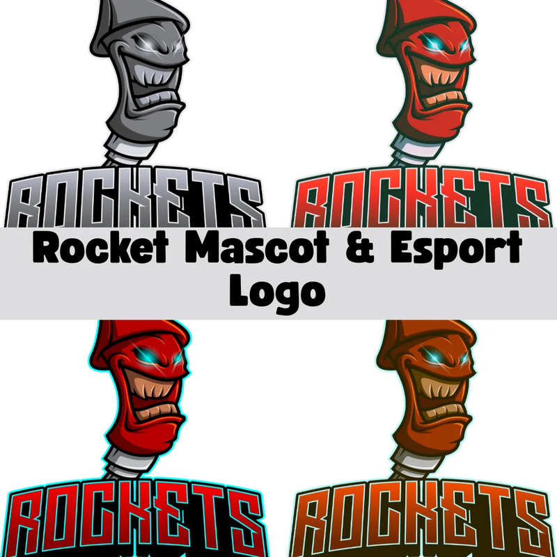 Rocket Mascot & Esport Logo - Dynamic Brand Identity Templates for Competitive Gaming and Business Branding