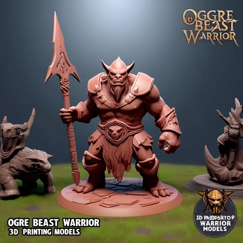 Ogre Beast Warrior STL - Detailed 3D Printing Model for Fantasy Creators and Hobbyists