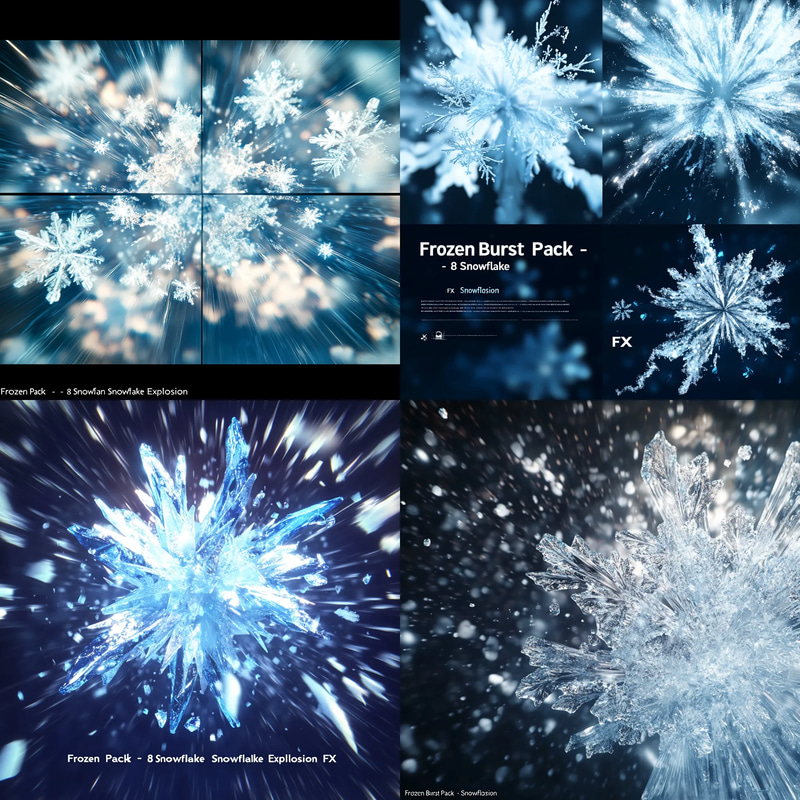 Frozen Burst Pack - 8 Snowflake Explosion FX - Cinematic Snowflake Motion Graphics Overlays for Video Creators and Editors